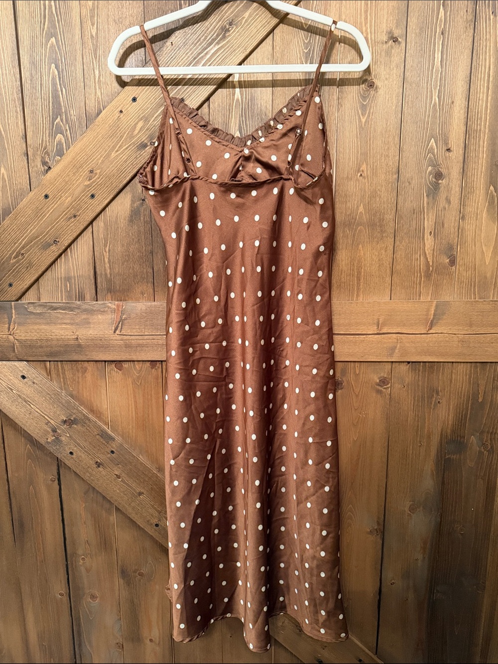 Japna Brown Polka Dot Midi Slip Dress - Picture 5 of 5